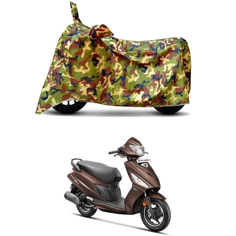 Image of Waterproof 100% PVC Coated Bike Scooty Two Wheeler Body Cover Compatible For Hero Maestro Edge 125 Drum /UV-Rays /Heat Protection /Birds Dropping /Scratchproof /Dust proof /All [6X6 Jungle Print]