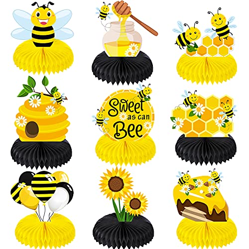Outus 9 Pcs Bee Baby Shower Centerpieces, Honeycomb Party Decorations by Outus - Used condition - US$7.62
