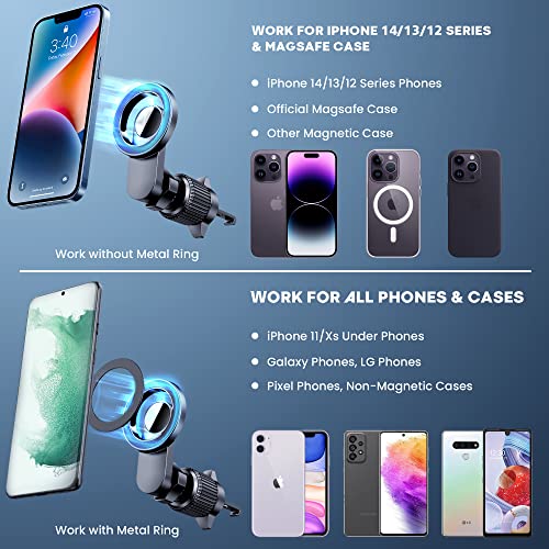 For Magsafe Car Mount [Strongest Magnets] Magnetic Phone Holder For Car [Hands Free] Air Vent Car Cell Phone Holder Mount Car Accessories For Iphone 14 13 12 Pro Max Plus Mini Magsafe Case All Phones #TOP3