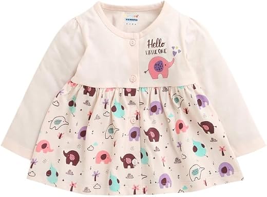 BUMZEE Baby Girls Cotton Knee Length Fit & Flare Dress (Peb10674778)