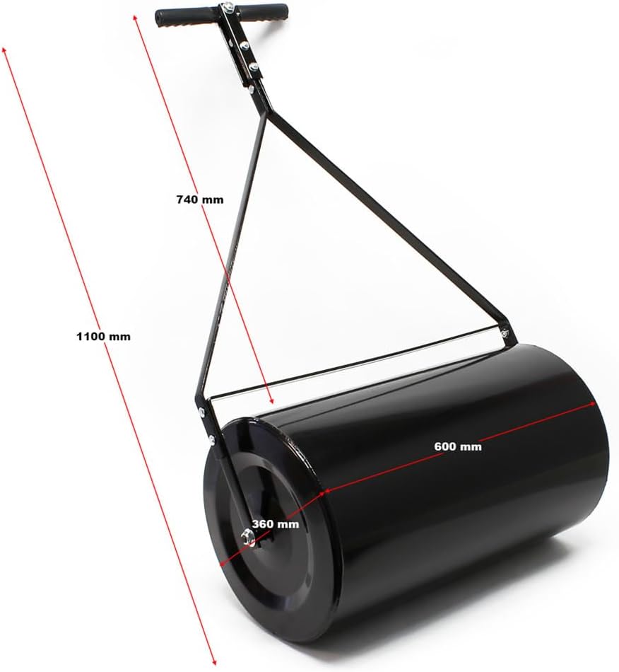 Heavy Duty Lawn Roller,Combination Push/Tow Lawn Roller with Easy-Turn Plug,6 Gallon Durable Iron Garden Lawn Roller, for Lawn, Garden and Yard, Black