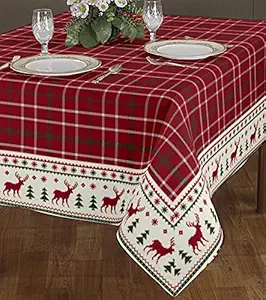 Christmas Tablecloth Cotton Table Cover 4SEATER, 6 Seater by Bee Tex (6 Seater 60