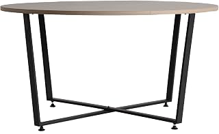 Lastdeco - Mesa Pequeña Circular HENCHE | Mesa Auxiliar Madera y Hierro - Color Negro y Natural | Medidas 88 x 47 x 88 cm