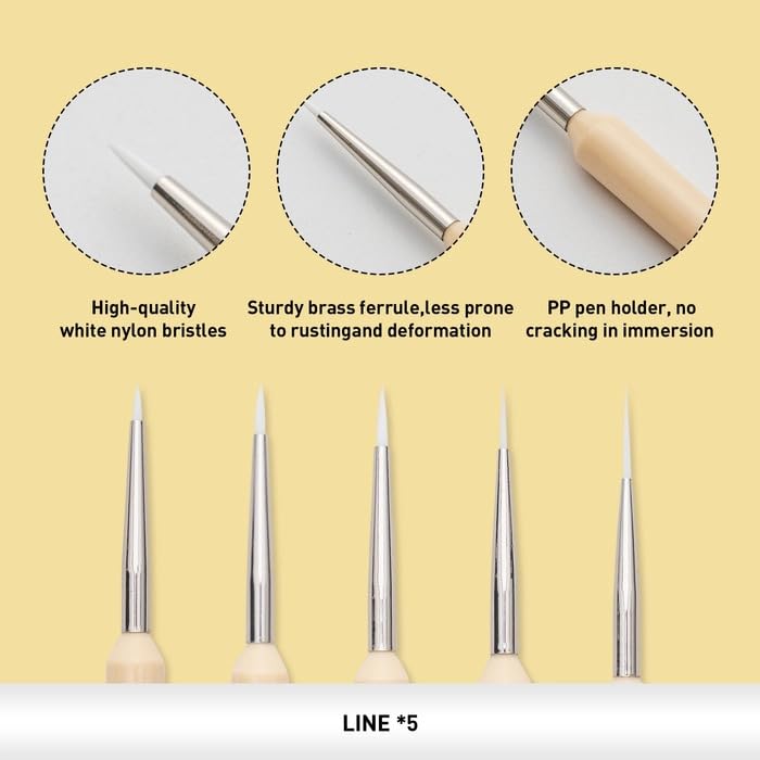 Image of HIMI Gouache /Paint Brushes Set 5 Pcs for Acrylic Oil Watercolor Face & Body Gouache Painting Nice Gift Art hobbyist,Adults (Cream)