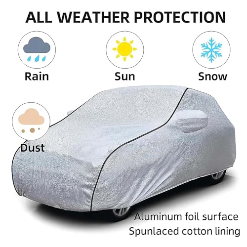 Image of Sulfar 100% Waterproof Car Body Cover Compatible with Mirror for Chevrolet Forester (Triple Stitched, Full Bottom Elastic, Magic Silver with Black Piping)