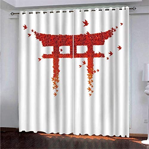 Boys Verdunkelungsvorhang-Set Für Schlafzimmer 3D-Druck Rote Holztür Vorhänge Für Kinderzimmer Schiebegardine Blickdicht Für Dekoration Wohnzimmer Hotelbüro Esszimmer 183 (B) X 214 (H) cm