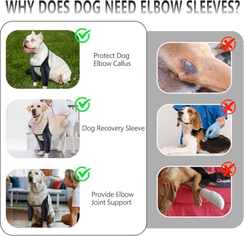 Image of Dog Elbow Protector Breathable Mesh Elbow Pads for Calluses, Dog Recovery Suit Elbow Sleeves, Dog Elbow Protector Elbow Pads, Adjustable Dog Knee Brace Elbow Joint Support Wrap (Black, 2X-Large)