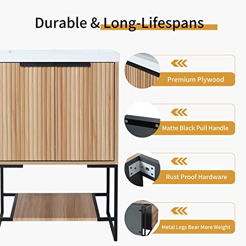 Artchirly Bathroom Vanity With Sink 24 Inch, Modern Freestanding Single Sink Bathroom Vanities Set, With Soft Closing Door Hinges And 1 Shelf (Maple, 24 * 18) #TOP5