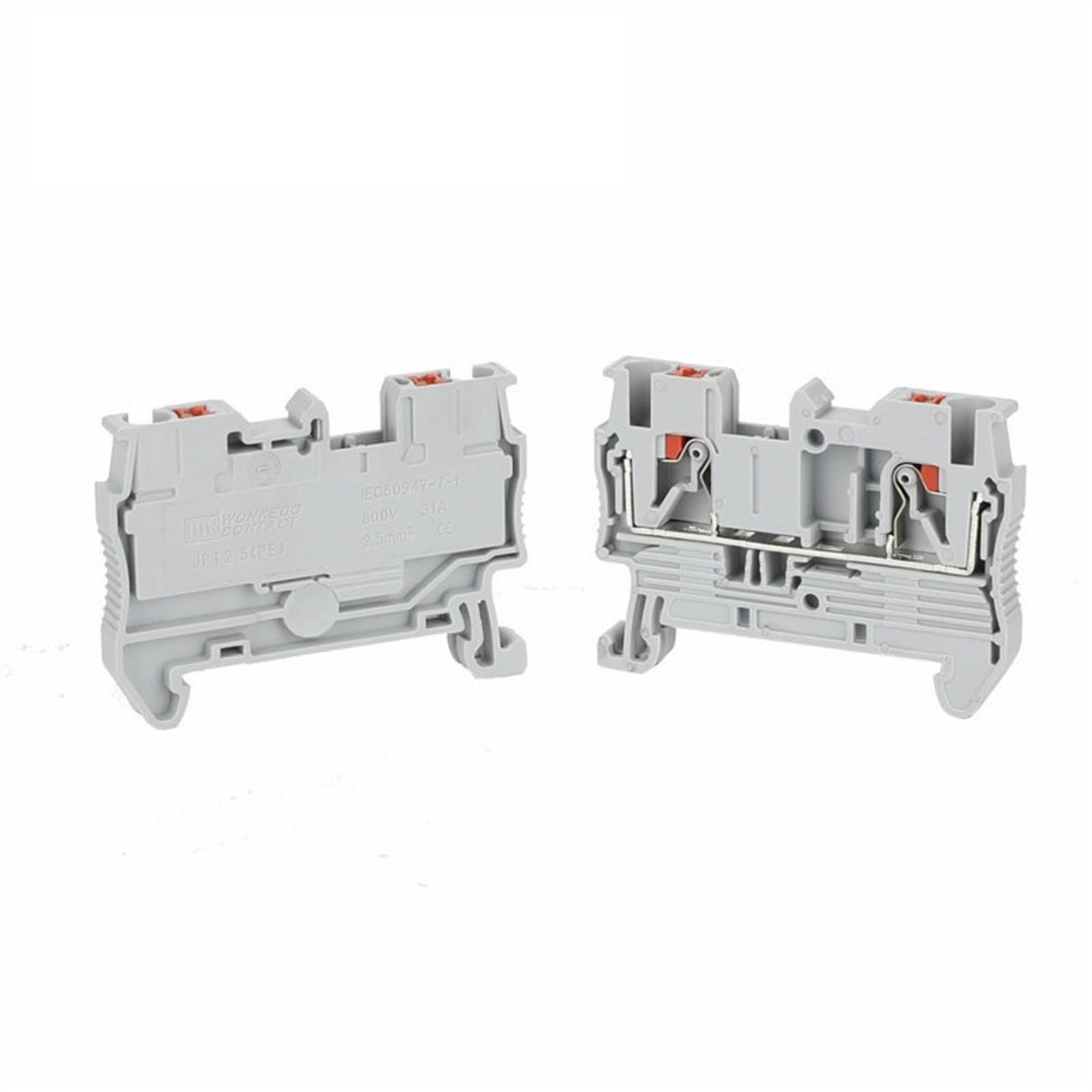 100 Uds PT2.5 conector eléctrico de cable de PT-2.5 con resorte de empuje, bloque de terminales sin tornillos PT 2,5(Blue)