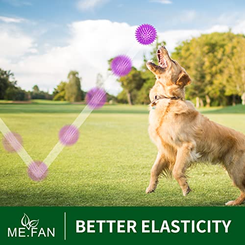 Me.fan 3.5'' Squeaky Dog Toy Balls [8 Pack] Spiky Dog Balls/Puppy Chew Toys For Cleaning Teeth And Gum Health/Squeaker Ball Toys For Aggressive Chewers #TOP5