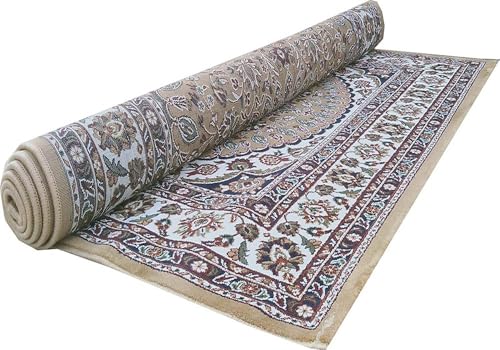 Image of Beautiful Home Decor 9x12 Feet Kashmiri Design Soft Thick Silk Carpet for Living Room (Gold, 270 x 360 Cm)