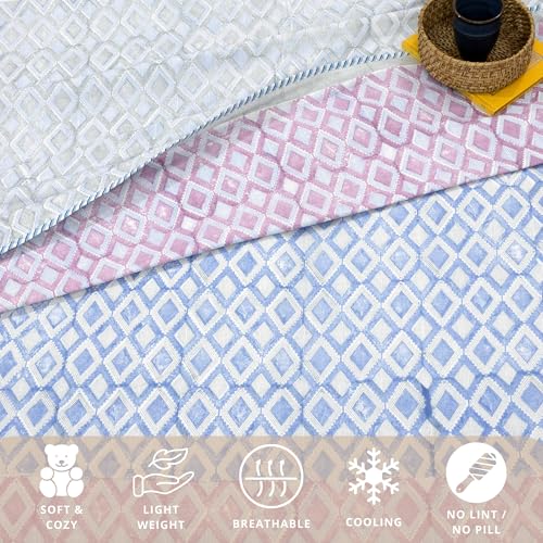 Image of TOAIArt Premium Jaipuri Dohar | AC Blanket Summer Quilt | Hand Block Printed | 3 Layers | Reversible| 150GSM 100% Mulmul Cotton| 100% Cotton Flannel Filling| Single 60 inch X 90 inch|Vintage Geometric Pattern