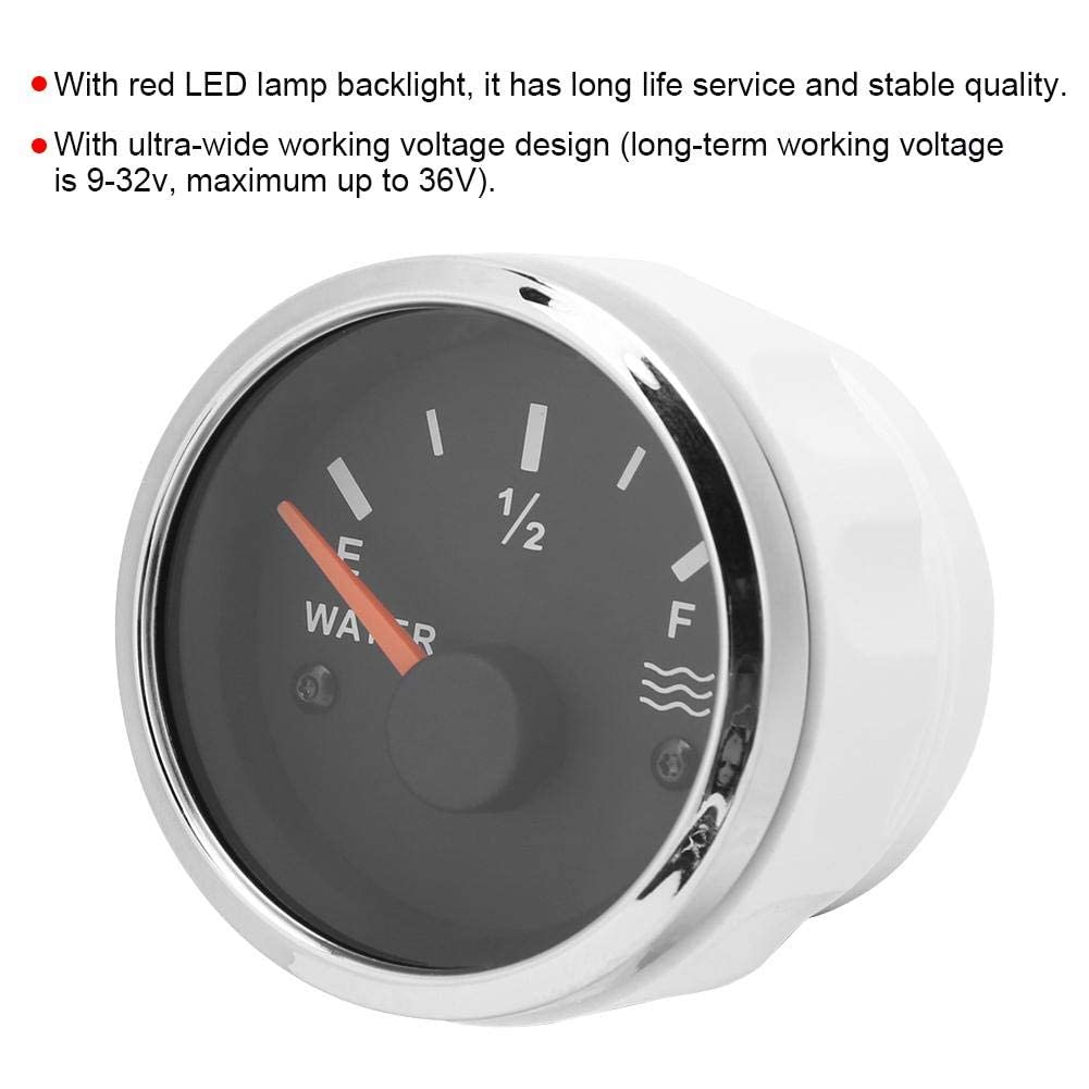 Jauge de Niveau d'Eau Numérique 52mm, 12V/24V, Acier Inoxydable 316L, IP67 Étanche, Rétroéclairage LED Rouge, pour Voiture Bateau Machine de Construction
