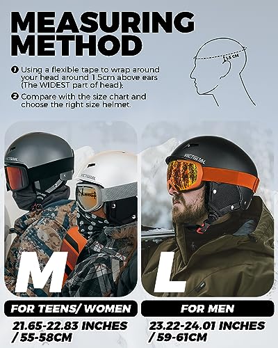 Victgoal Casco Da Sci Per Uomo Donna, Casco Da Snowboard Regolabile Di Sicurezza Taglia M/L Buona Ventilazione Con Paraorecchie Caldi Per Sci Snowboard Sport Invernali (M: 55-58Cm, Nero) - 6
