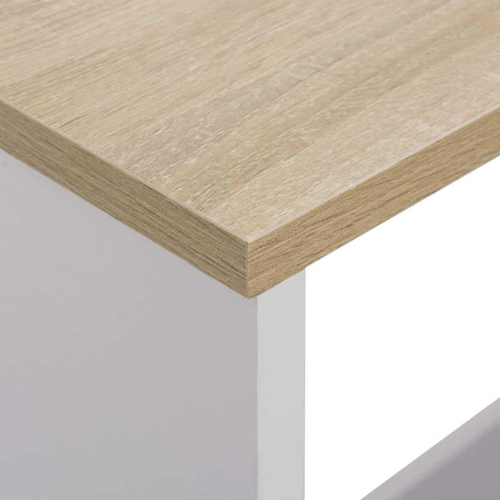 vidaXL Bartafel met 2 tafelbladen 130x40x120 cm wit en eikenkleurig