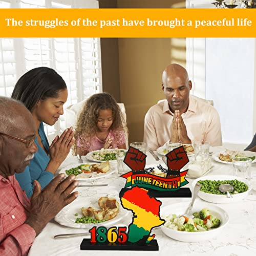 Chunful 4 Pieces Juneteenth Wooden Centerpieces for Table Wood Mantle Juneteenth Party Favors Juneteenth Party Decorations Wooden Table Decor Centerpieces for Juneteenth Home Desktop Decorations