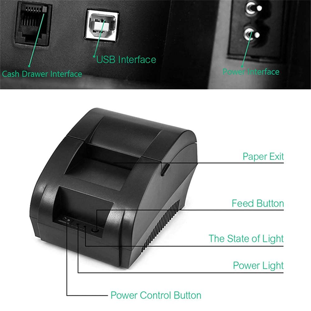 Stampante Termica ricevute USB Bluetooth Stampante POS da 58 mm finestre telefoni cellulari supermercati e Negozi, USB + BT