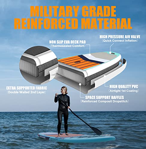 Highpi Inflatable Stand Up Paddle Boards, 10'6''X31''X6'' Sup With Accessories Backpack Anti-Slip Deck, Leash, Adjustable Paddle And Hand Pump, Waterproof Bag, Standing Boat For Youth & Adult #TOP3