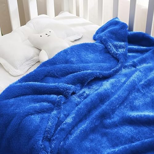 Image of Exclusivo Mezcla Plush Fuzzy Fleece Throw Blanket, Super Soft, Fluffy and Warm Blankets for Couch, Bed, All Season Use (40x50 Inches, Cobalt Blue)