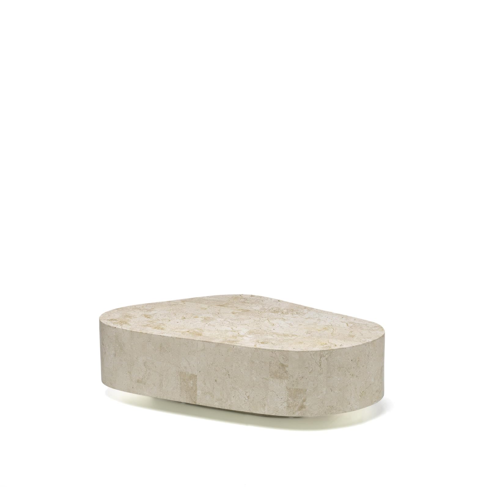 Fossil Stones Table Trapezoid, White Agate, White, 100 x 52 x 28 cm