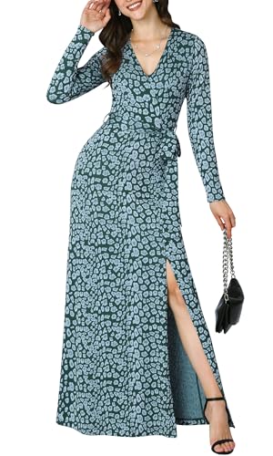Image of KOH KOH Womens Long Sleeve V-Neck High Slit Cocktail Evening Gown Maxi Dress