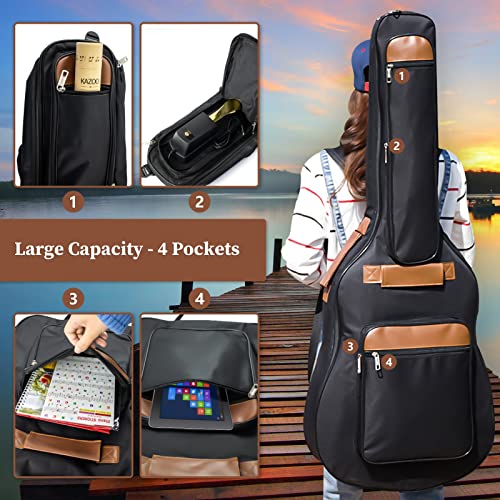 41 Inch Acoustic Guitar Case, Classical Guitar Bag 10Mm Extra Thick Padded, 4 Pockets Guitar Gig Bag Soft With Waterproof Oxford Cloth, Black #TOP3