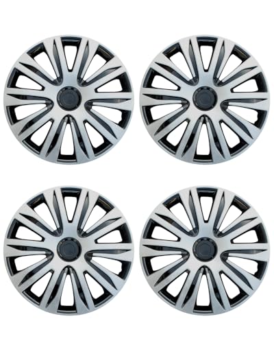Image of ABX Hubcaps,15 inch hubcaps Set of 4, Wheel Rim Cover ABS Material, Snap On Car Truck SUV Replacement, for Toyota Camry Nissan Mazda etc, Black&Silver