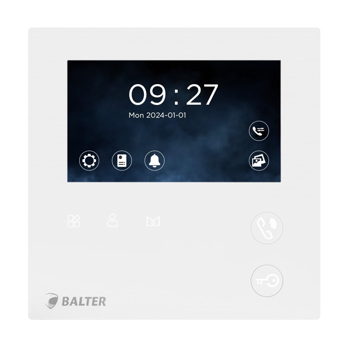 Balter EVO Mini 4.3" Monitor für Video Türsprechanlage mit Kamera und Klingel, 2-Draht Kompakt Zusatzmonitor Weiß mit LCD Farb-Display und Interkom Funktion für Video Türklingel