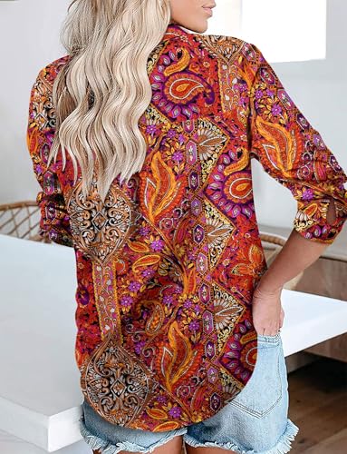 Image of Magritta Women's Shirts Fashion Casual Loose Fit Long Sleeve Button Down Lightweight Collared Blouse Tops