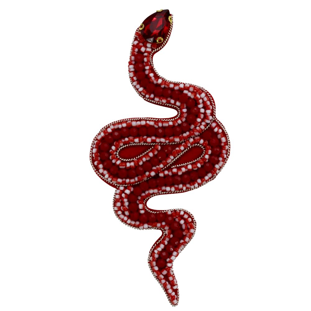 Beaded Rhinestones Snake Patch Handmade Crystal Applique Sew on Badge for Clothes Bag Pants Shoes Hats DIY Emblem 2pieces (B)