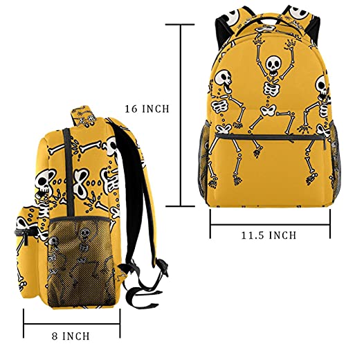 Sac à dos de voyage tête de mort jaune avec porte-bouteille pour enfants - 2