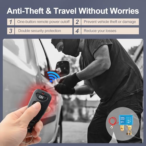 Image of 12V 120A Remote Battery Disconnect Switch | Anti-Theft, Battery Leakage Protection, Car Battery Shut Off Switch for Auto,Vehicle, RV, ATV,Truck, Boat