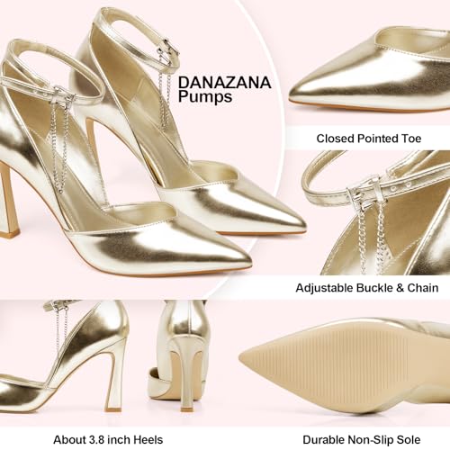 Ankle Strap Heels Womens Closed Pointed Toe Pumps Buckle Slingback Heel Comfortable Dress Kitten Heels Sandals for Office Wedding Party Size 6-102