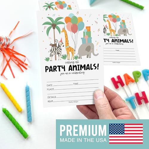 Invitación de fiesta infantil Safari Hadley Designs en cartulina para rellenar 3