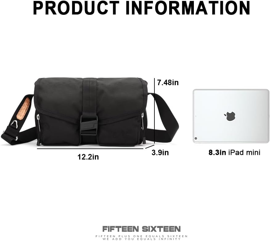 Black Crossbody Bag, CORDURA Nylon Shoulder Bag with Magnetic Buckle, Multi-Pocket Sling Bag for Work, Travel & Everyday Use - Image 8