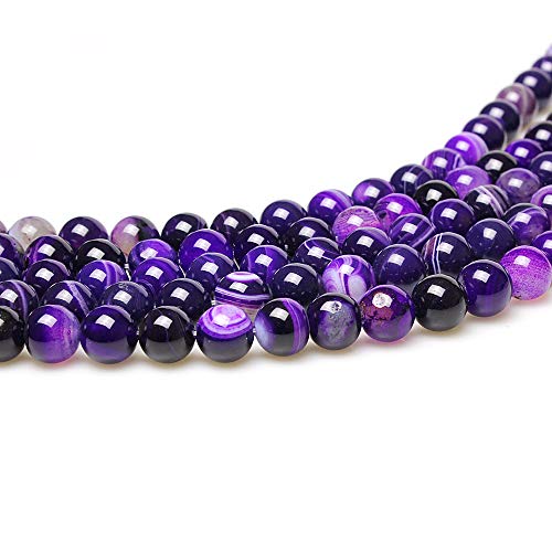 Mjdcb Natural Stone Beads Purple Striped Agate Round Loose Beads For Jewelry Making Diy Bracelet Necklace (6Mm) #TOP4