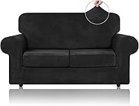 Vista 44 de WEERRW Fundas de terciopelo para sofá de 2 cojines, fundas de sofá de felpa de terciopelo de lujo de alta elasticidad, con parte inferior elástica