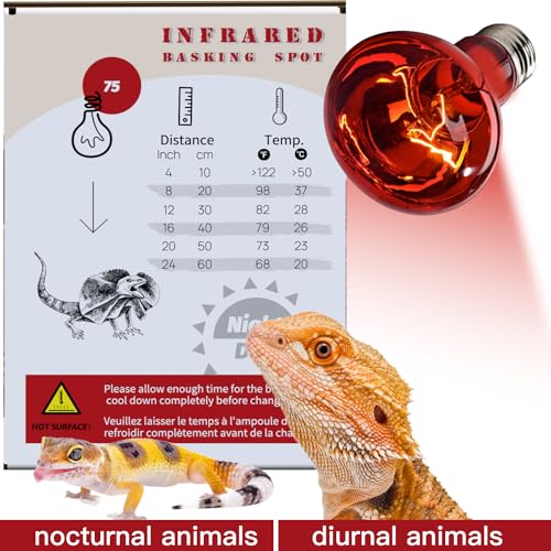 Reptiking Reptile Red Heat Lamp, 2-Pack 75W Infrared Basking Bulbs Light thumb #2