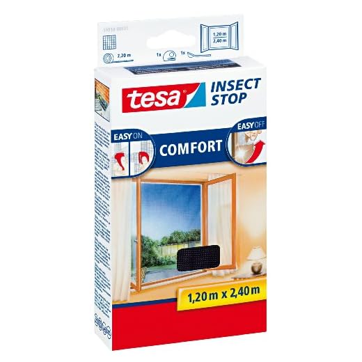 tesa Mosquito Net for Deep Window, Tesa Quality, Anthracite, Clear, 1.2 m x 2.4 m