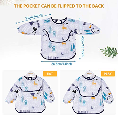 Yoofoss Babyslabbetjes met lange mouwen, 3-delige waterdichte mouwslabbetjes set voor jongens en meisjes, uniseks - Image 8