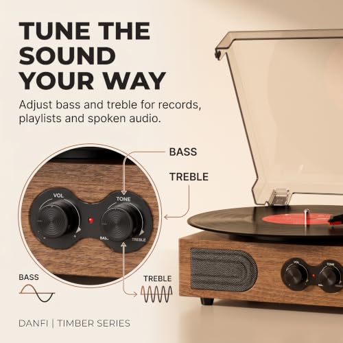 Image of Vinyl Record Player with Built-in Speakers, Bluetooth, 3-Speed Turntable