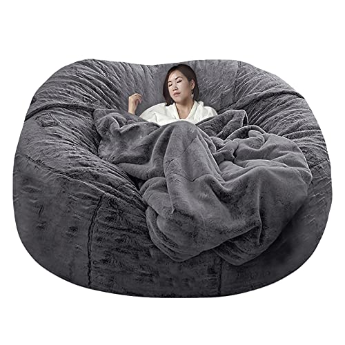 Sillones Puff de Piel Sintética, Sillón Puff Redondo Gigante, Funda de Sofá Perezoso, Puff de Piel Sintética para Sala de Estar y Dormitorio (¡Sin Relleno! ¡Sin Forro!)