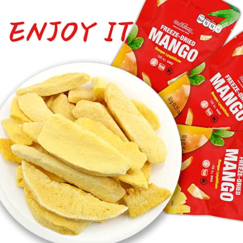 Onetang Freeze-Dried Fruit Mango Chips, 10 Pack Single-Serve Pack, Non Gmo, Kosher, No Add Sugar, Gluten Free, Vegan, Holiday Gifts, Healthy Snack 0.35 Ounce #TOP6
