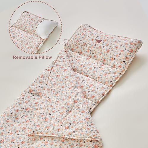 Image of Toddler Nap Mat with Removable Pillow,Ultra Soft Slumber Bags for Girls,Kids Sleeping Bags with Roll Up Design, Perfect for Preschool,Daycare,Kindergarten