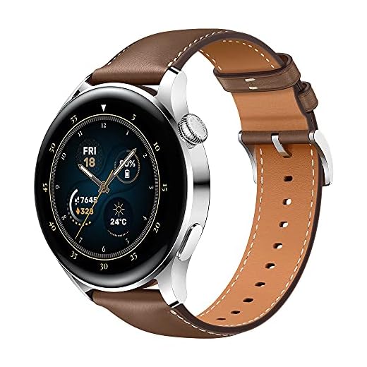 HUAWEI WATCH 3 | Ansluten GPS-smartklocka med Sp02 och hälsoövervakning hela dagen | 14 dagars batteritid – brunt läderrem