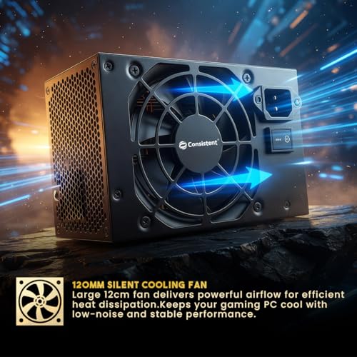 Image of Consistent Voltedge 450W Power Supply, ATX Desktop SMPS with 8cm Fan, SMT Design, 20+4 Pin ATX, SATA & IDE Connectors, Includes 1.2M India Power Cord, Black (Model: CTPS4500)