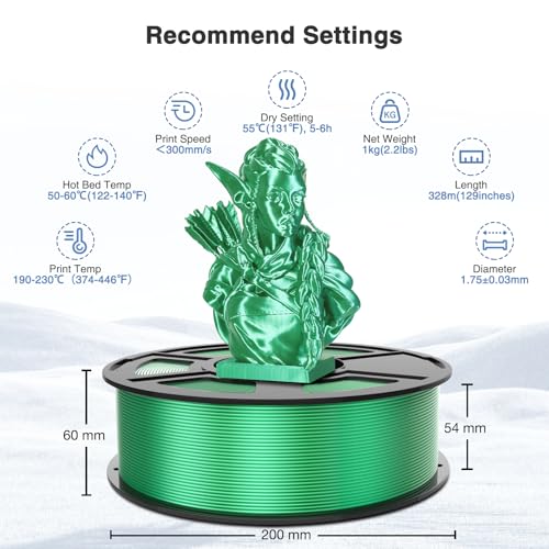 Image of Silk PLA Filament 1.75mm 3D Printer Filament Bundle, Christmas Filament Value Pack 2kg Spool (4.4lbs), Dimensional Accuracy + /- 0.03 mm, Fit Most FDM 3D Printer (Red&Green)