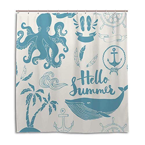 Rideau de douche océan 152x183 cm en polyester imperméable avec crochets - 2