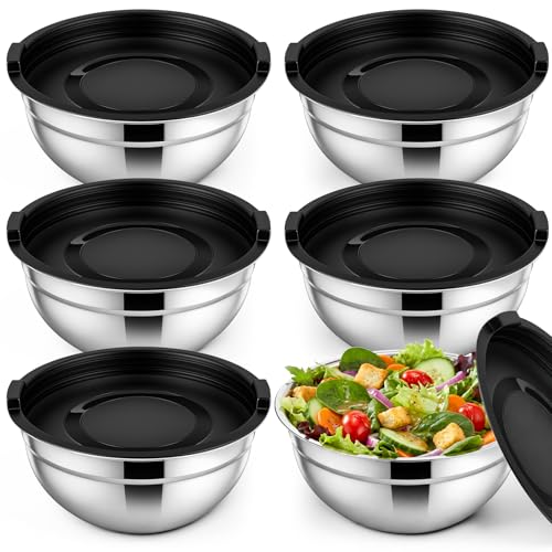 Set de 6 Tazones Mezcladores de Acero Inoxidable con Tapa Hermética