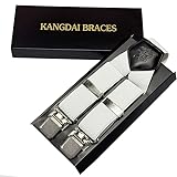 KANGDAI Hosenträger für Herren Breit 3.5cm sehr Starken 4 Metall Clip Arbeitshosen Motorradhose Hosenträger Einstellbar und Elastisch Einheitsgröße für Männer und Damen X Style